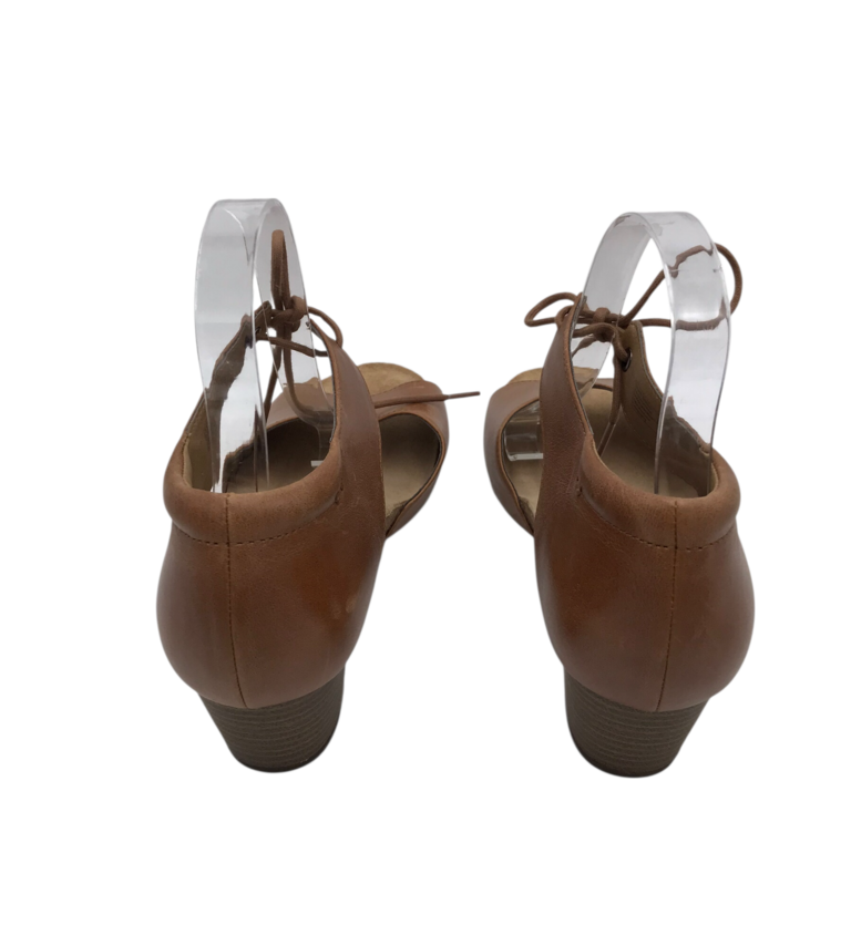 JOSEF SEIBEL LEATHER BLOCK HEEL SANDAL SHOES TAN 41