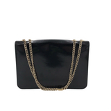 GUCCI VINTAGE PATENT LEATHER CRYSTAL GG LOGO LUXE HANDBAG BLACK 11x7.5x1.5
