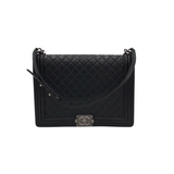 CHANEL QUILTED BOY SHOULDER LUXE HANDBAG BLACK 12x9x3
