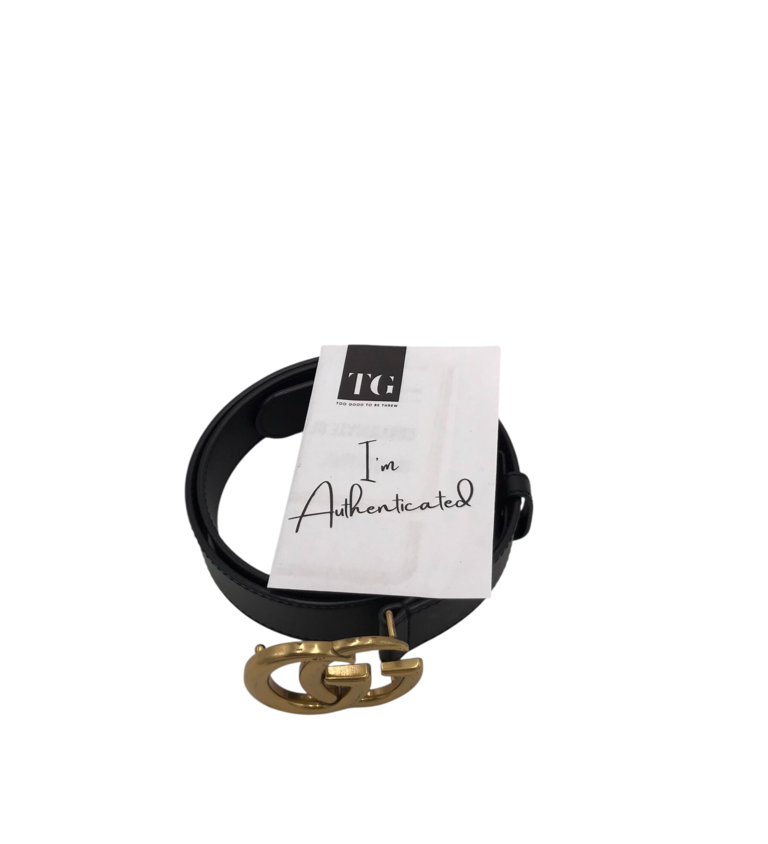 GUCCI 1" GG MARMONT SLIM BELT LUXE BELT BLACK 80/32