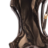 COLE HAAN CROC SHOULDER HANDBAG BROWN