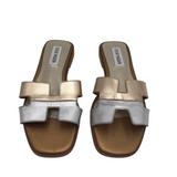 STEVE MADDEN FLAT SANDAL SHOES SILVER GOLD 7