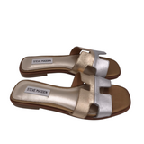 STEVE MADDEN FLAT SANDAL SHOES SILVER GOLD 7