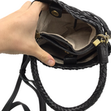 WOVEN CROSSBODY HANDBAG BLACK