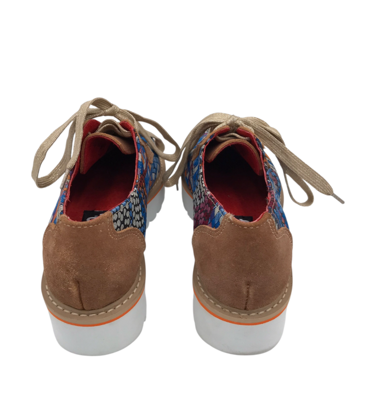 PLATFORM SNEAKER SHOES BLUE TAN 7