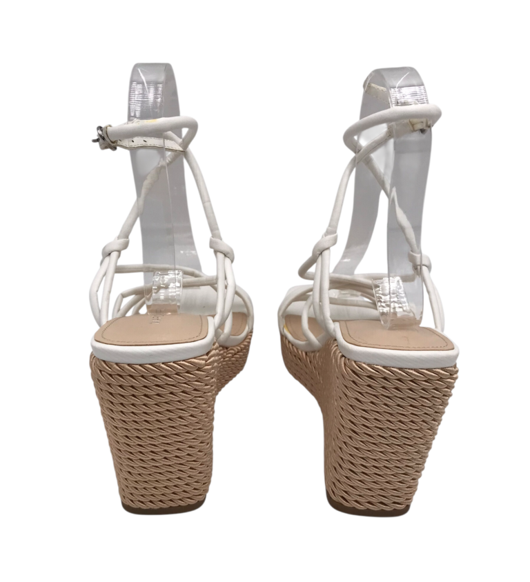 MARC FISHER WEDGE SANDAL SHOES WHITE 6.5