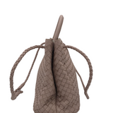 QUINCE RET$295 WOVEN SATCHEL HANDBAG TAUPE