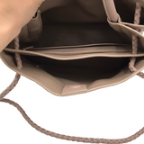 QUINCE RET$295 WOVEN SATCHEL HANDBAG TAUPE