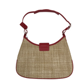 COACH WOVEN SHOULDER HANDBAG TAN RED