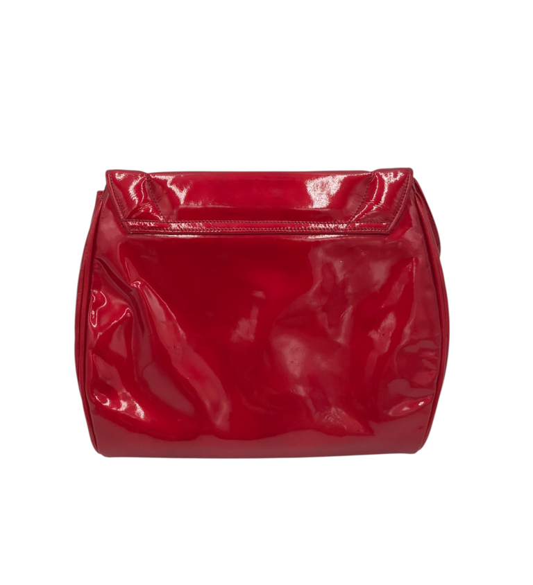 STUART WEITZMAN PATENT LEATHER CROSSBODY HANDBAG RED