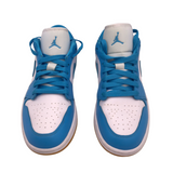 AIR JORDAN "UNC" LEATHER LOW SNEAKER SHOES BLUE WHITE 8