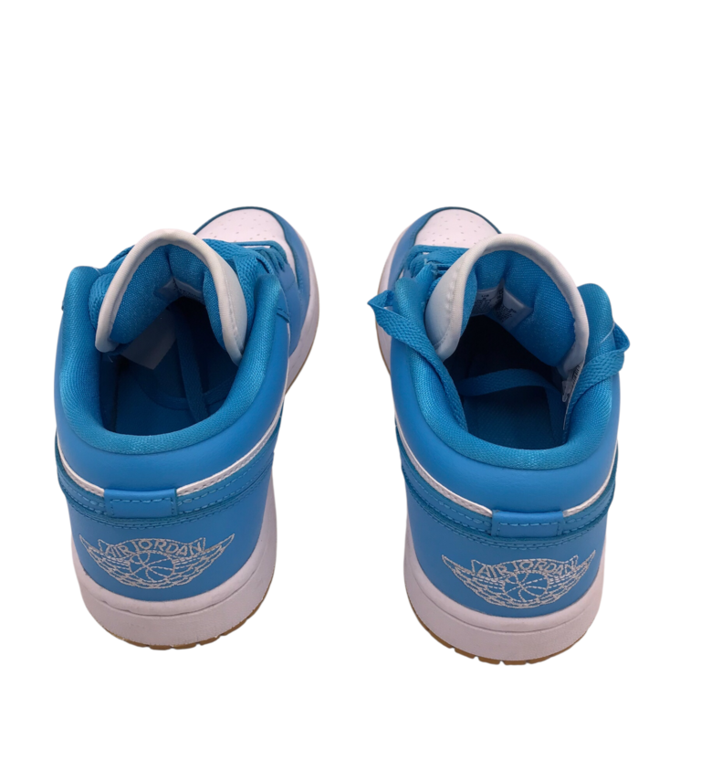 AIR JORDAN "UNC" LEATHER LOW SNEAKER SHOES BLUE WHITE 8