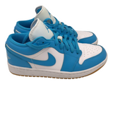 AIR JORDAN "UNC" LEATHER LOW SNEAKER SHOES BLUE WHITE 8