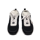 CHANEL TWEED SUEDE CC SNEAKERS LUXE SHOES BLACK/WHITE 36.5