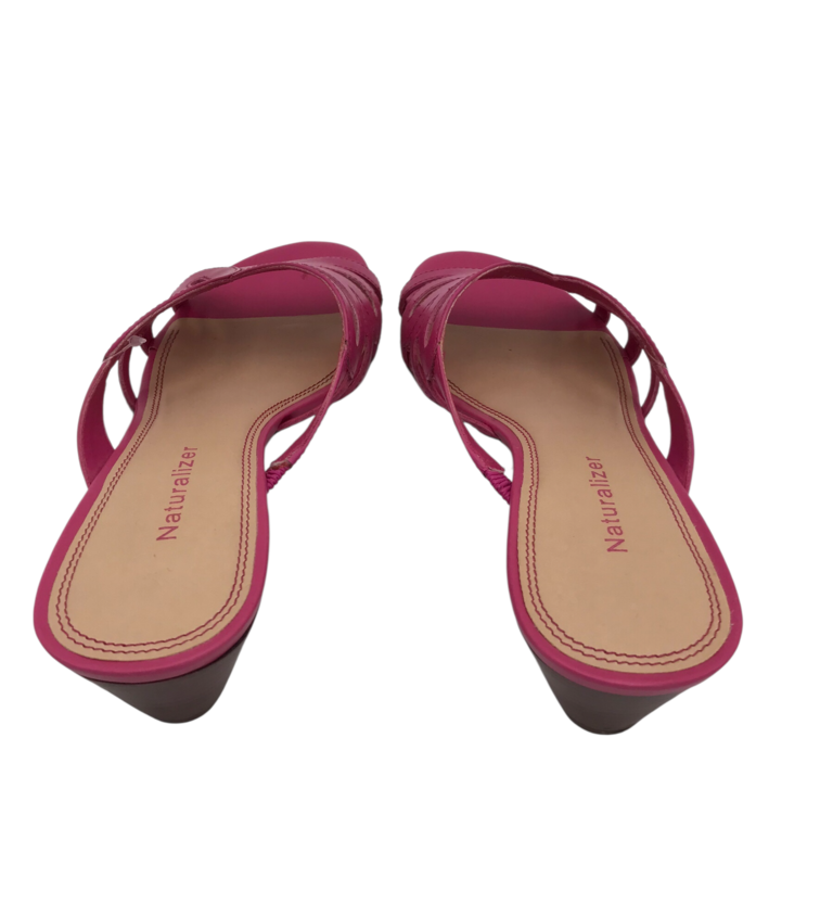 NATURALIZER LEATHER WEDGE SHOES PINK BROWN 7