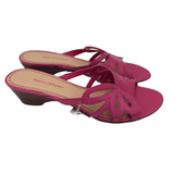 NATURALIZER LEATHER WEDGE SHOES PINK BROWN 7
