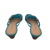 NATURALIZER LEATHER WEDGE SHOES BLUE BROWN 7