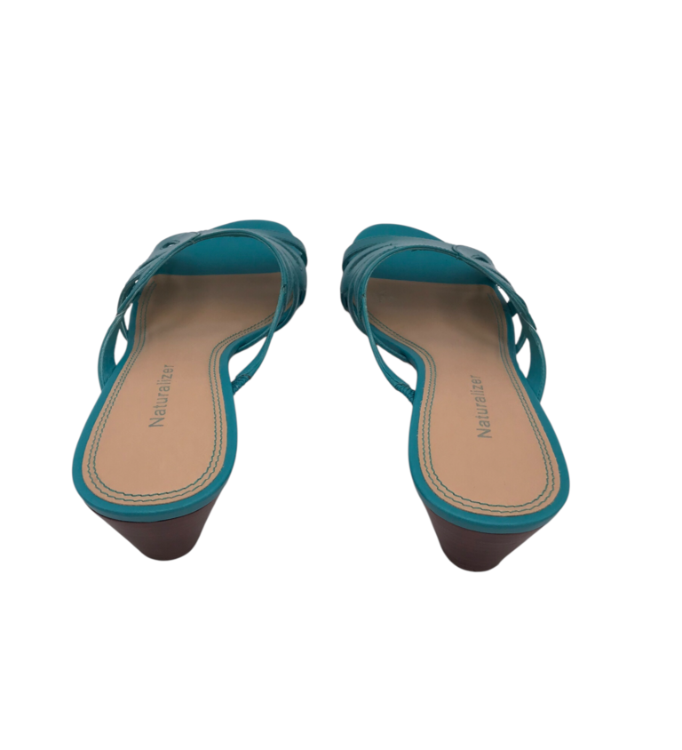 NATURALIZER LEATHER WEDGE SHOES BLUE BROWN 7