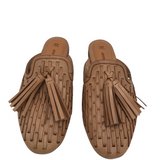 JOHNSTON & MURPHY LEATHER MULE FLAT SHOES BROWN 8.5