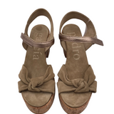 PEDRO GARCIA RET$575 SUEDE PLATFORM SANDAL DESIGNER SHOES TAUPE ROSEGOLD 38