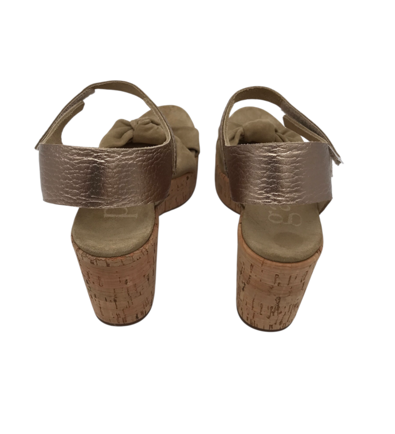 PEDRO GARCIA RET$575 SUEDE PLATFORM SANDAL DESIGNER SHOES TAUPE ROSEGOLD 38