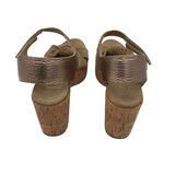 PEDRO GARCIA RET$575 SUEDE PLATFORM SANDAL DESIGNER SHOES TAUPE ROSEGOLD 38