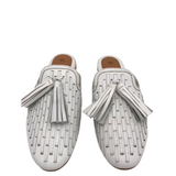 JOHNSTON & MURPHY LEATHER MULE FLAT SHOES WHITE 8.5