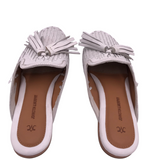 JOHNSTON & MURPHY LEATHER MULE FLAT SHOES WHITE 8.5