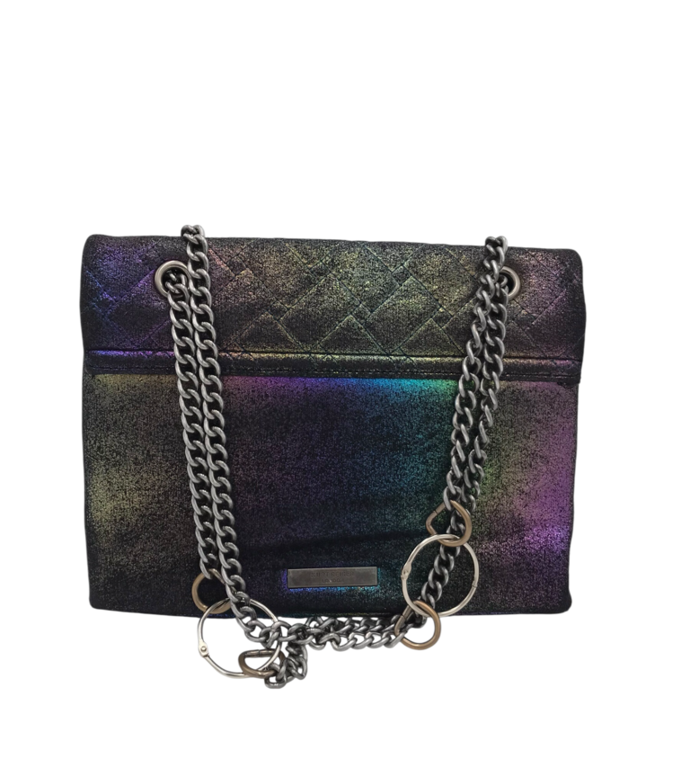 KURT GEIGER QUILTED SHOUDLER HANDBAG NAVY PURUPLE