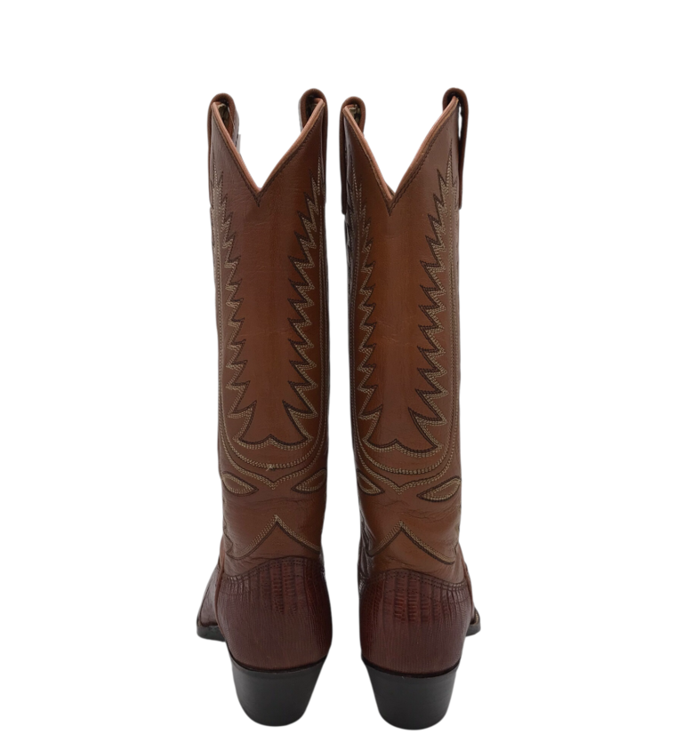 DAN POST LIZARD LEATHER WESTERN BOOTS BROWN 5