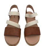 DR. SCHOLL'S RET$80 CORK SANDAL SHOES BROWN WHITE 8.5