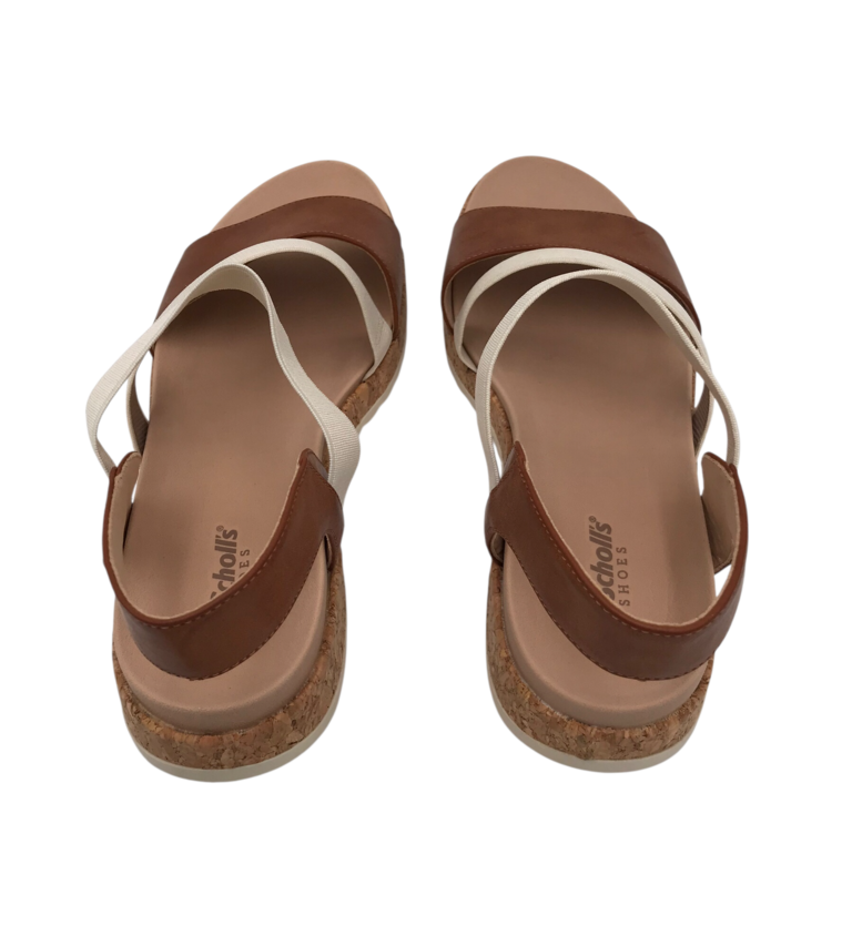 DR. SCHOLL'S RET$80 CORK SANDAL SHOES BROWN WHITE 8.5