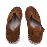 ILSE JACOBSEN LAZERCUT SLIP-ON SHOES BROWN WHITE 8.5/9