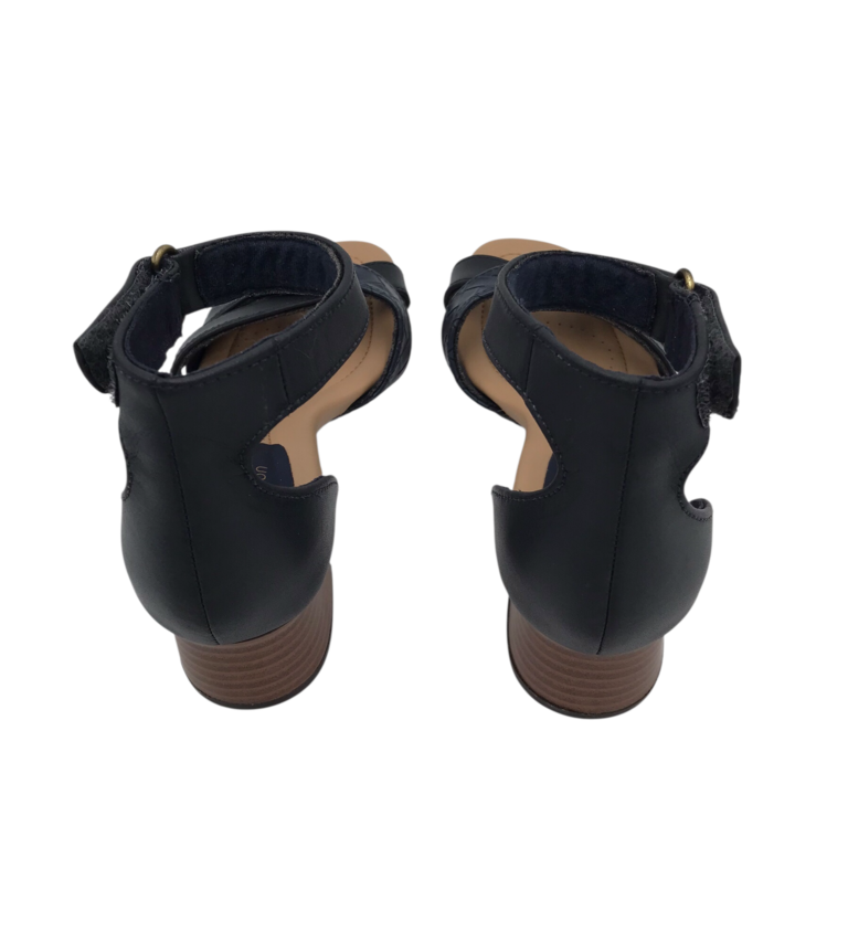 CLARKS HEEL SANDAL SHOES NAVY 5.5