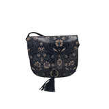 PATRICIA NASH CROSSBODY HANDBAG NAVY TAUPE 7H x 9L x 3W