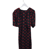 PRADA COLD SHOUDLER MIDI LUXE DRESS BLACK RED 40