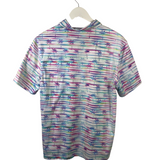 BUGATCHI STRIPE POLO SHORT SLEEVE MEN SHIRT WHITE MULTI MEDIUM