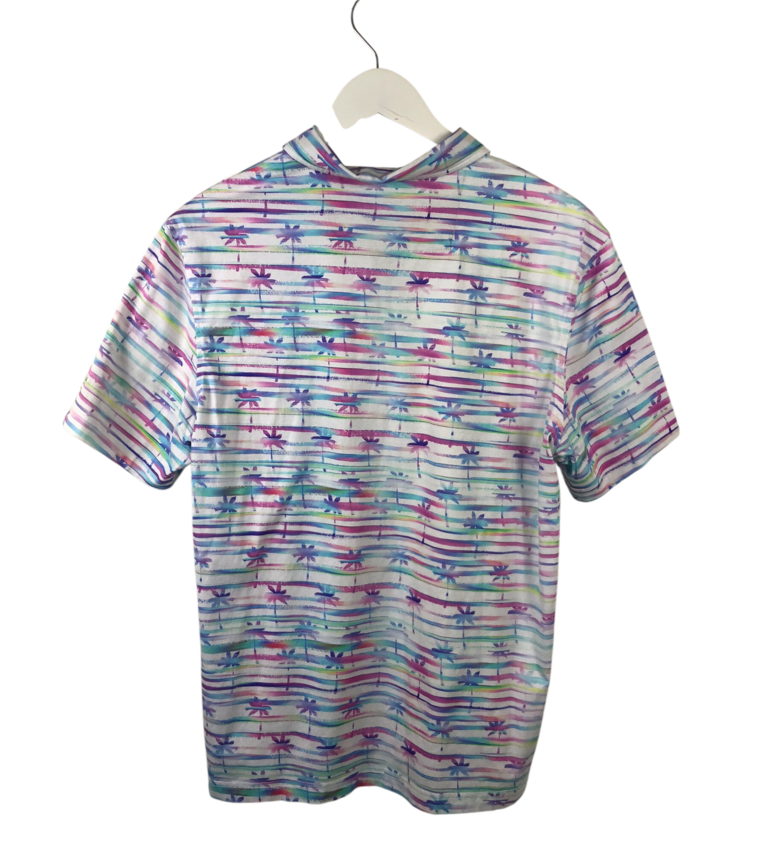 BUGATCHI STRIPE POLO SHORT SLEEVE MEN SHIRT WHITE MULTI MEDIUM