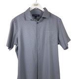 MIZZEN+MAIN PRINT SHORT SLEEVE MEN SHIRT GREY BLACK MEDIUM