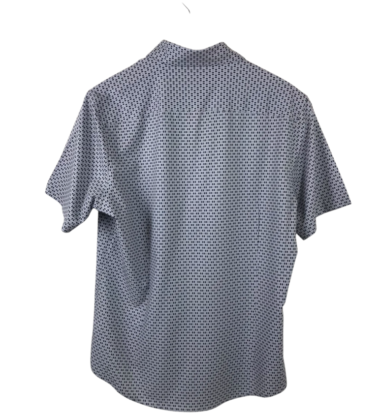 MIZZEN+MAIN PRINT SHORT SLEEVE MEN SHIRT GREY BLACK MEDIUM