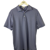 PETER MILLAR STRIPE POLO MEN SHIRT BLUE PURPLE MEDIUM
