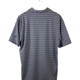 PETER MILLAR STRIPE POLO MEN SHIRT BLUE PURPLE MEDIUM