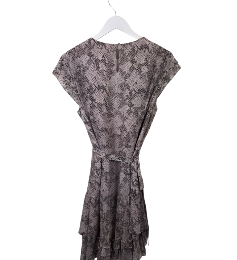 ALL SAINTS PYTHON CAP SLEEVE DESIGNER DRESS BLUSH GREY 10