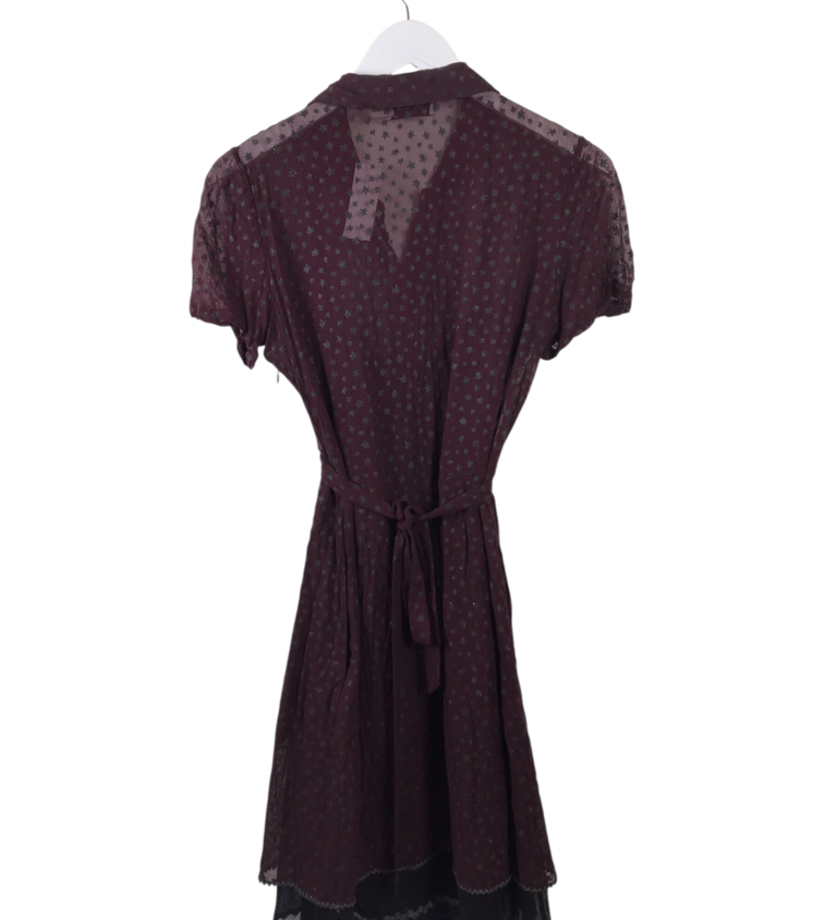 COACH STARS PRINT SHORT SLEEVE DESIGNER DRESS MAROON BLACK 10
