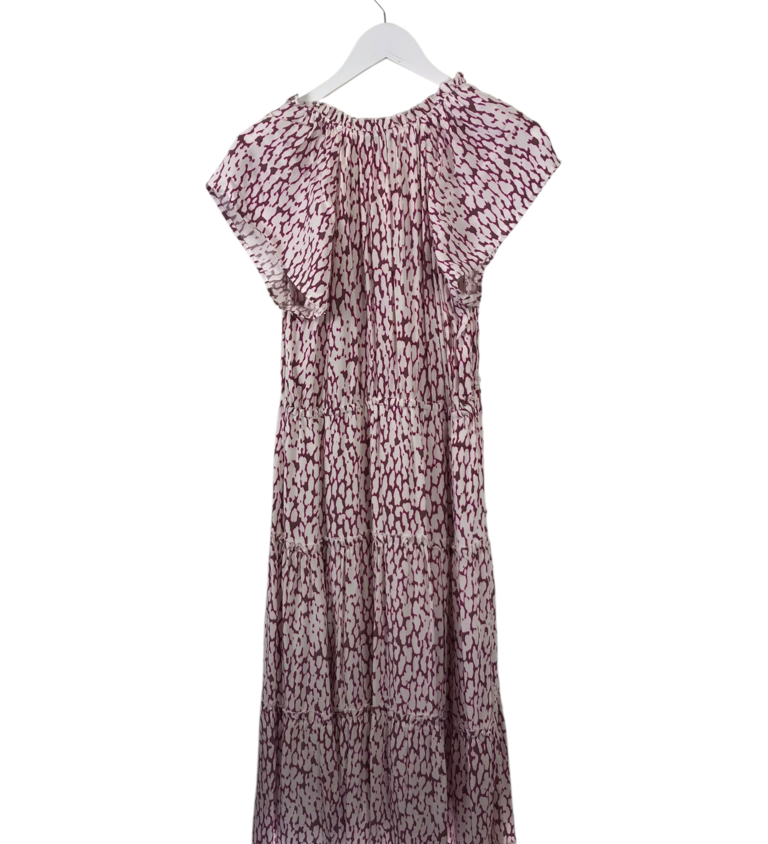 RAILS PRINT CAP SLEEVE MAXI DESIGNER DRESS WHITE FUCHSIA MEDIUM