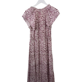 RAILS PRINT CAP SLEEVE MAXI DESIGNER DRESS WHITE FUCHSIA MEDIUM