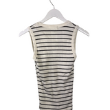 PERFECTWHITETEE RET$70 STRIPE TANK DESIGNER TOP CREAM BLACK MEDIUM