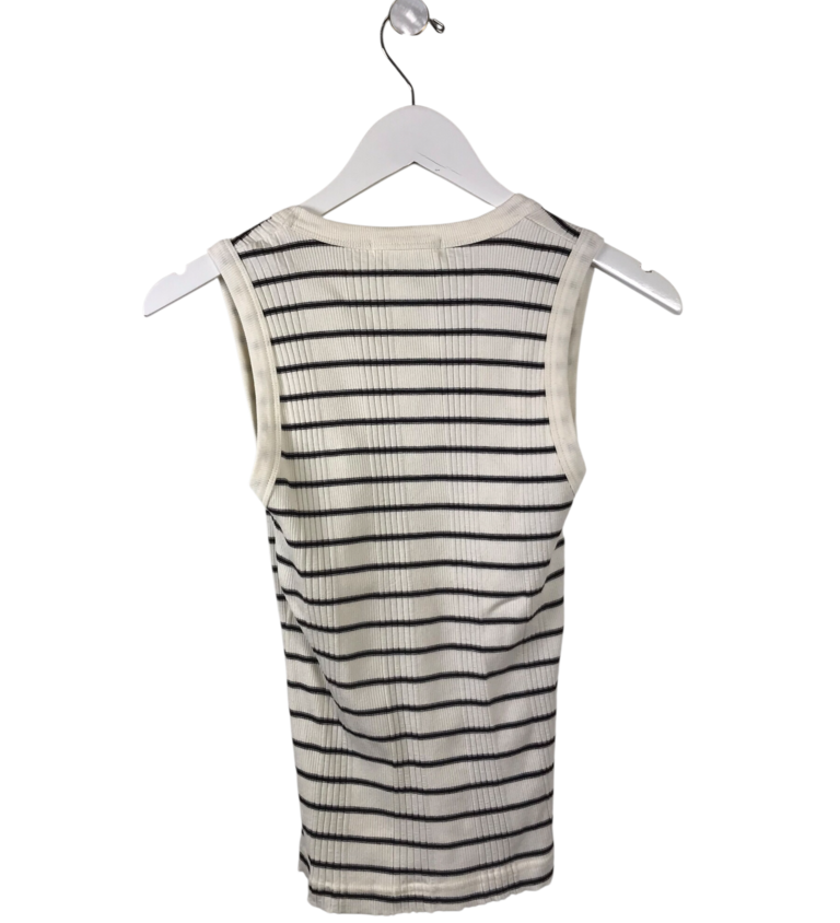 PERFECTWHITETEE RET$70 STRIPE TANK DESIGNER TOP CREAM BLACK MEDIUM