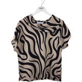 JOSEPH RIBKOFF 2PC TOP/PANT PRINT DESIGNER OUTFIT BEIGE BLACK 10