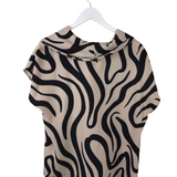 JOSEPH RIBKOFF 2PC TOP/PANT PRINT DESIGNER OUTFIT BEIGE BLACK 10